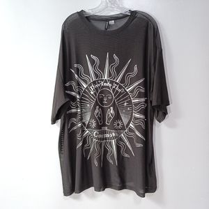 H&M Black Graphic Mesh Short Sleeve Tee